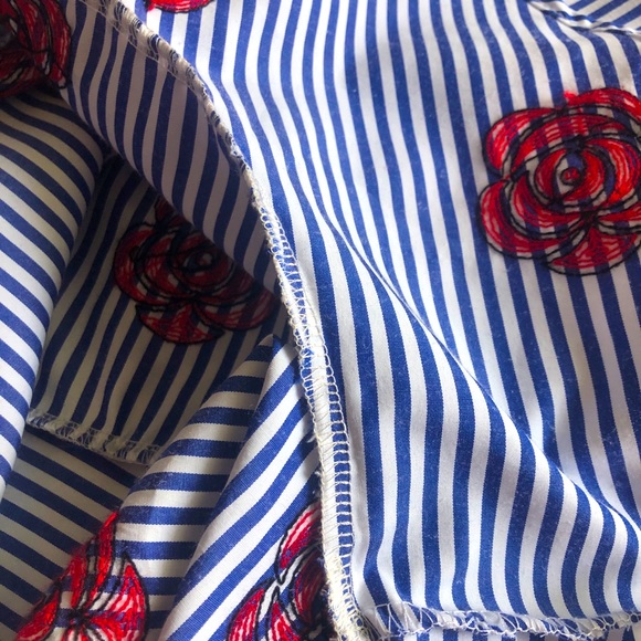 Vintage Striped Rose-Embroidered Péplum Top ✨ Lasies size M - Picture 6 of 8